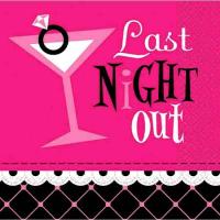 Pink & Black Bachelorette Party Last Night Out Cocktail Napkins