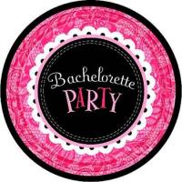 Bachelorette Party Pink & Black Cake Plates - LGBT Discount Supplies
