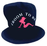 Black Bachelor Party Groom to Be Stovepipe Hat with Girl Figure