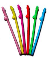 Bachelorette Party Jumbo Penis Straws - Colored Flex Pecker Straws