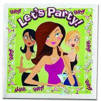 Green Lets Party Bachelorette Party Trivia Napkin Game