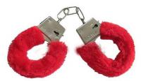 Bachelorette Party - Red Furry Handcuffs Metal