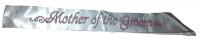 Mother of the Groom White Satin Sparkle Sash for Bachelorette and Bridal Showers
