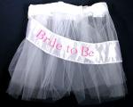 White LGBT Bachelorette Party Bride to Be Tutu with White & Pink Sash