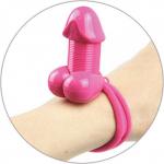 Hott Peckerlastic Pecker Hair Tie - Pink Penis Bachelorette Party Bracelet
